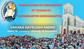 18 - 20 nov : Famaranana ny taonan'ny Famindrampon'Andriamanitra - Archidiocèse d'Antsiranana